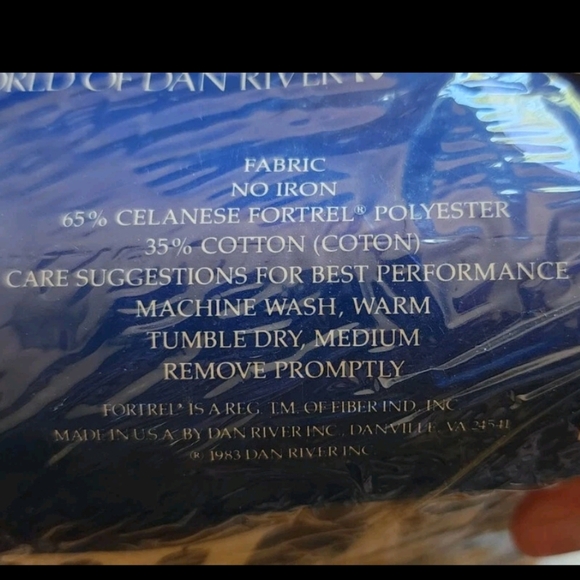 Vtg 1983 Dan River Danville King Sheet Set No Iron USA Made Blue Alumni Stripe - Picture 7 of 7